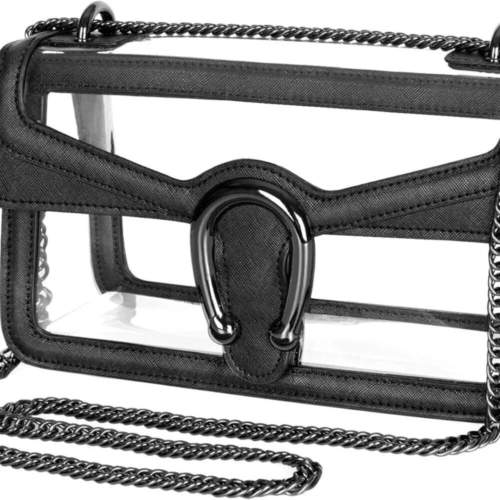 Women's Clear Crossbody Bag Vegan Leather Small Stadium Approved Purse